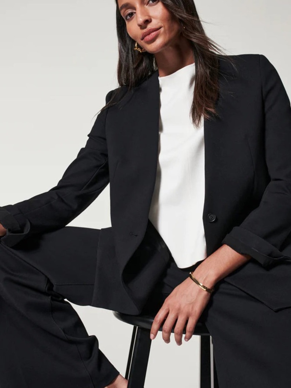 Spanx Perfect Collarless Blazer in Black Size Medium